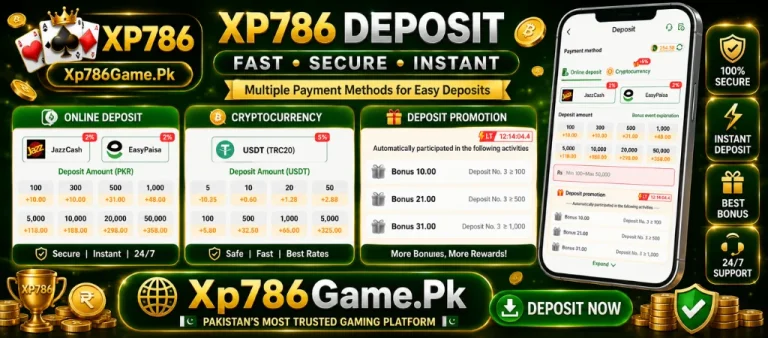XP786 Deposit methods in xp786game.pk