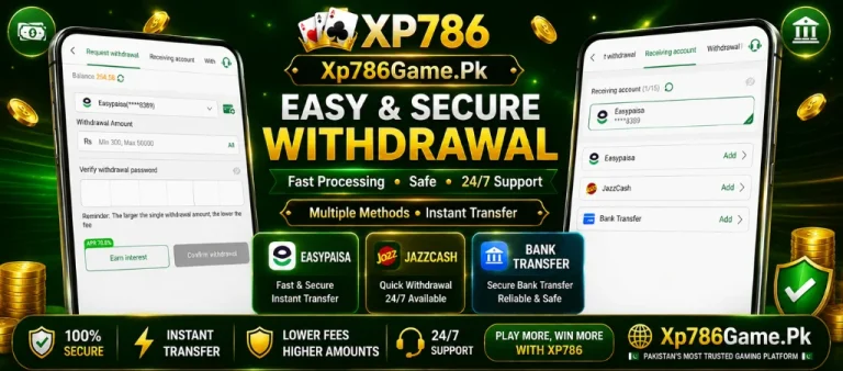 XP786 Withdraw methods in xp786game.pk